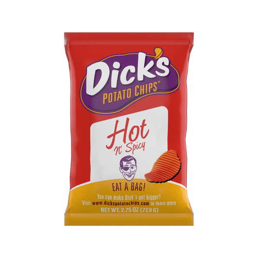Dick's Potato Chips Hot N Spicy - 8 Bags (2.75 oz. per bag)