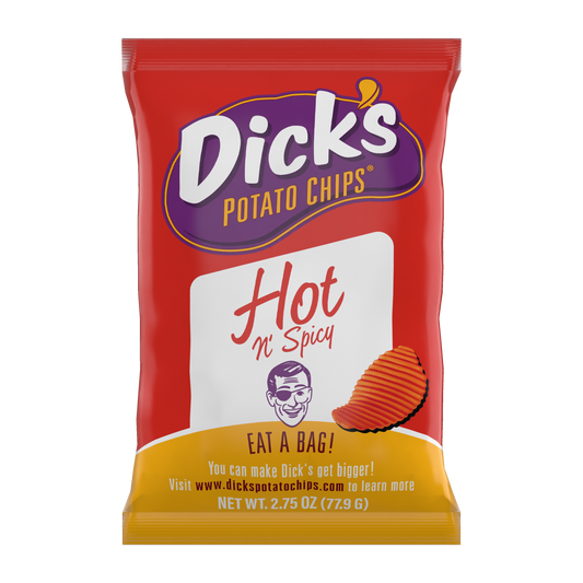 Dick's Potato Chips Hot N Spicy - 8 Bags (2.75 oz. per bag)