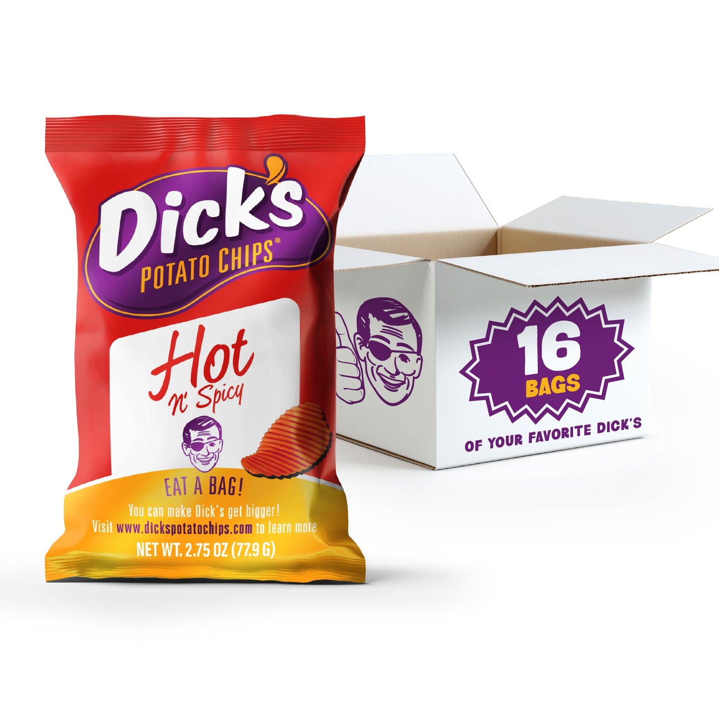 Dick's Hot & Spicy Ripple Potato Chips — Bulk Pack (2.75 oz Bags)