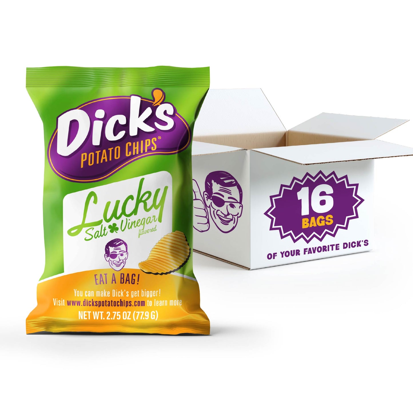 Dick's Lucky Salt & Vinegar Ripple Potato Chips — Bulk Pack (2.75 oz Bags)