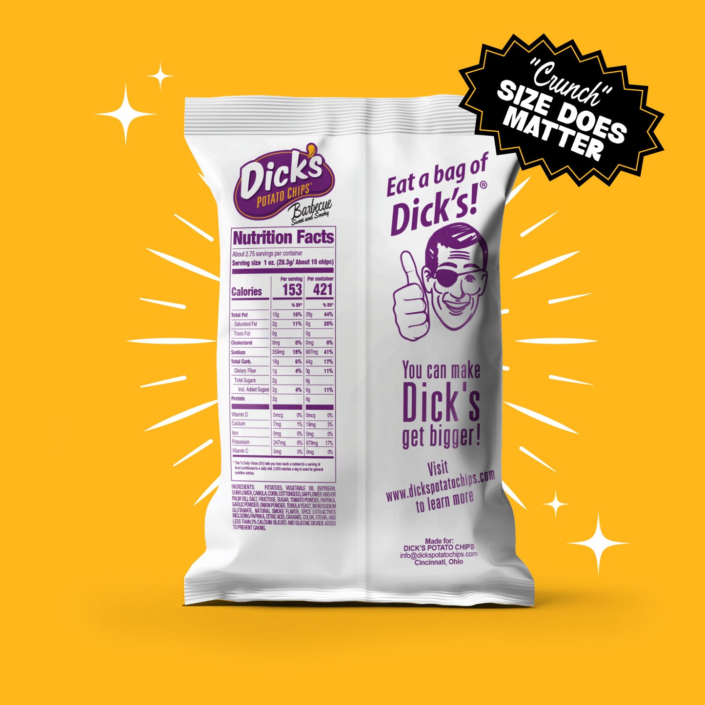 Dick's Sweet Smoky Barbecue Ripple Potato Chips, 2.75 oz Bag