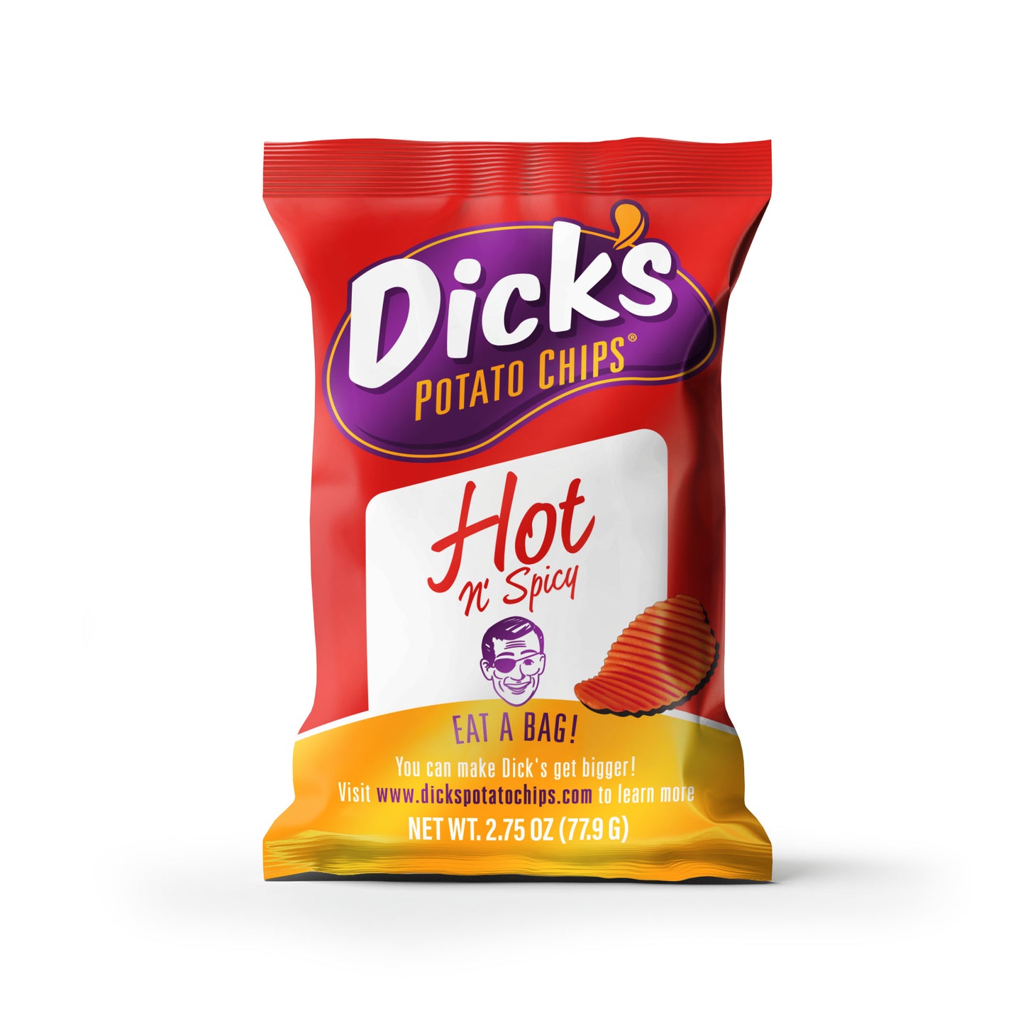Dick's Hot & Spicy Ripple Potato Chips, 2.75 oz Bag