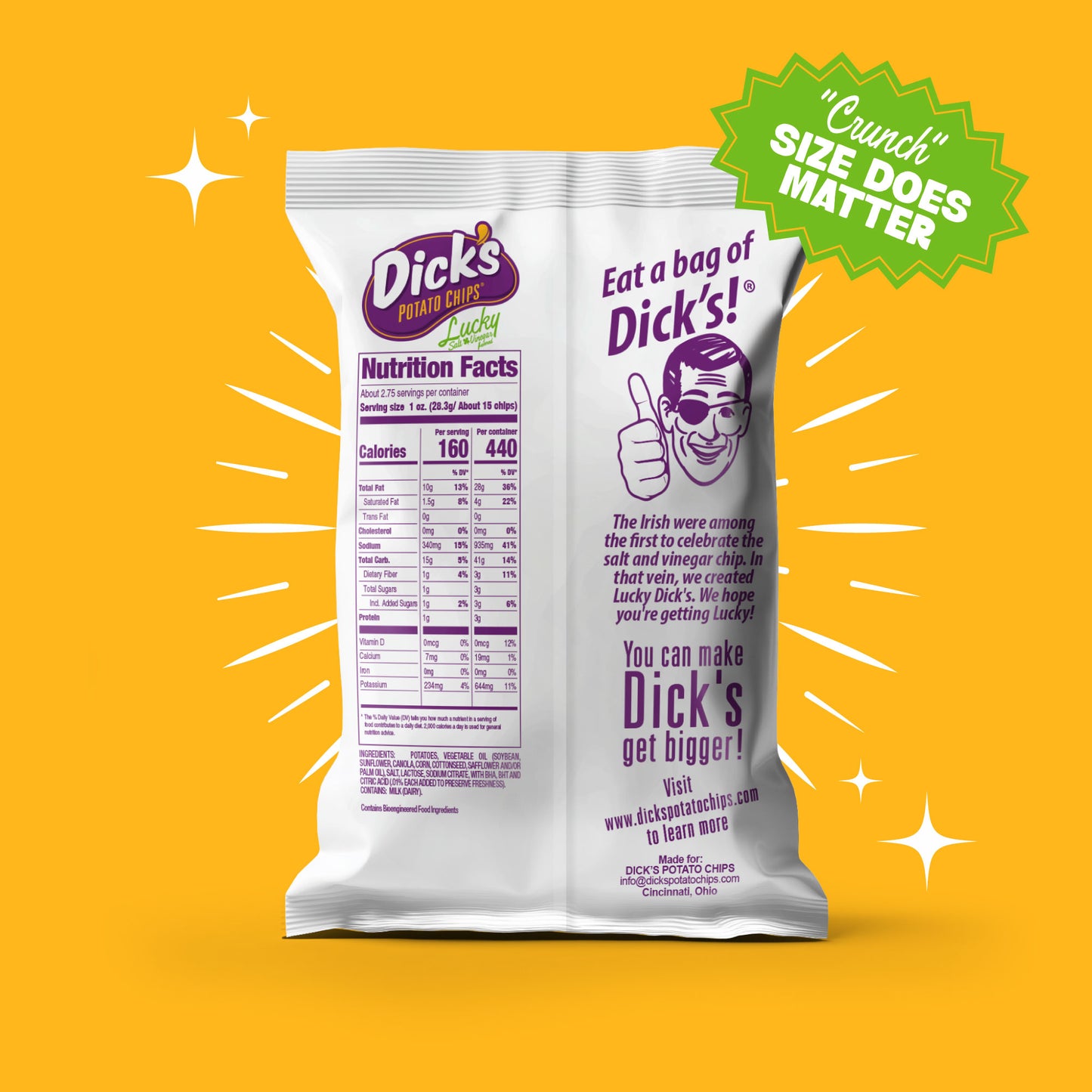 Dick's Lucky Salt & Vinegar Ripple Potato Chips, 2.75 oz Bag