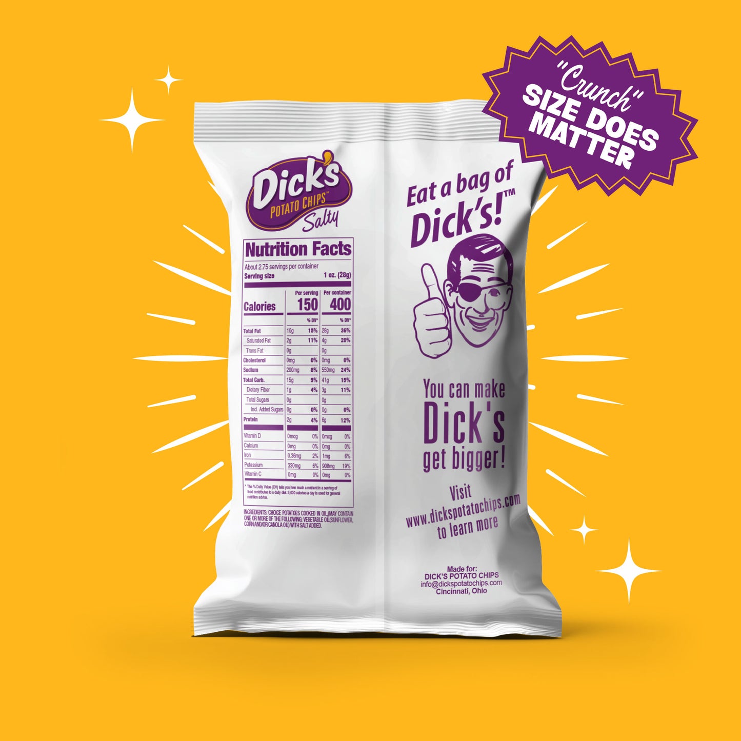 Dick's Salty Ripple Potato Chips, 2.75 oz Bag
